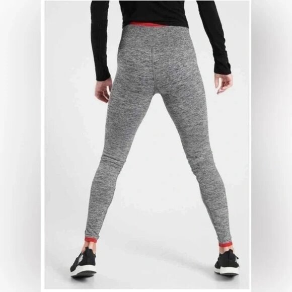 Athleta Andes High Rise Seamless Stretch Tights Leggings Grey/Red Medium - Picture 2 of 9